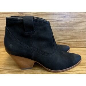 FRYE‎ Reina Black Suede Leather Western Bootie BOOTS Cowboy Size 6.5 M